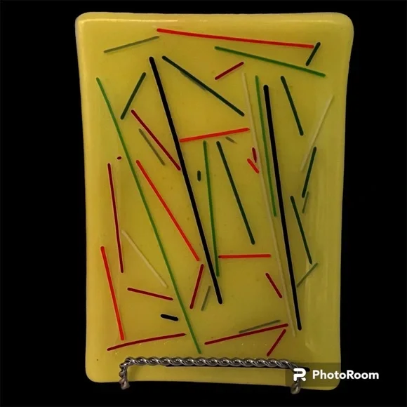 Art glass TRINKET DISH tray MCM inspired glass art Sushi - Picture 4 of 6